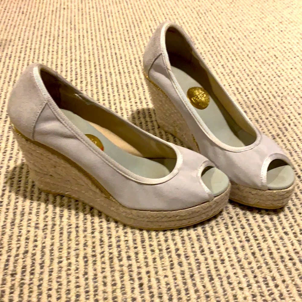 Suede espadrille wedge heels